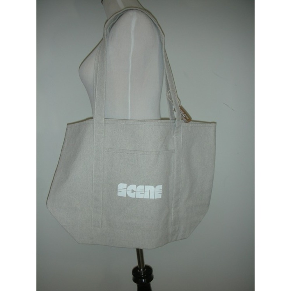 Scene Gray Canvas Tote Bag NWT Large Utility Shopping Book Beach Work Tote Bag